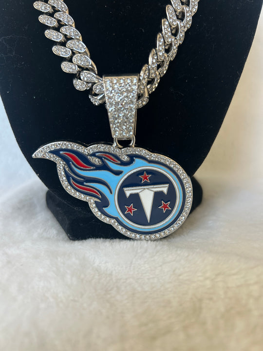 Tennessee Titans Men’s Large Silver Iced Cuban Chain 24” - EB Sports Championship Rings