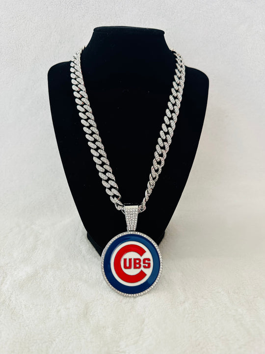 Chicago Cubs Large Silver Iced Cuban Chain 20”