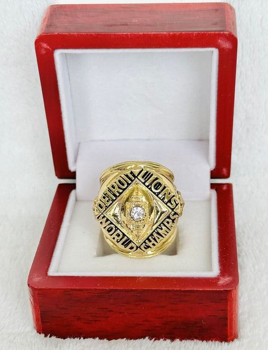 1957 Detroit Lions World Championship Ring with box, Team Issued - EB Sports Championship Rings