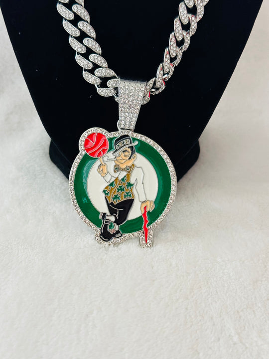 Boston Celtics Silver Gold Iced Cuban Chain 20” - EB Sports Championship Rings