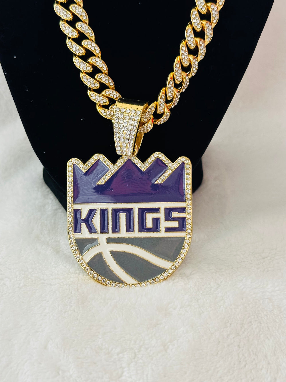 Sacramento Kings Gold Gold Iced Cuban Chain 24, US SHIP - EB Sports Championship Rings