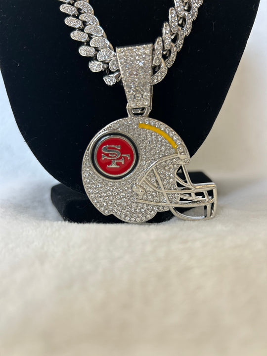 San Francisco 49ers Men’s Large Silver Iced Cuban Chain 24” - EB Sports Championship Rings