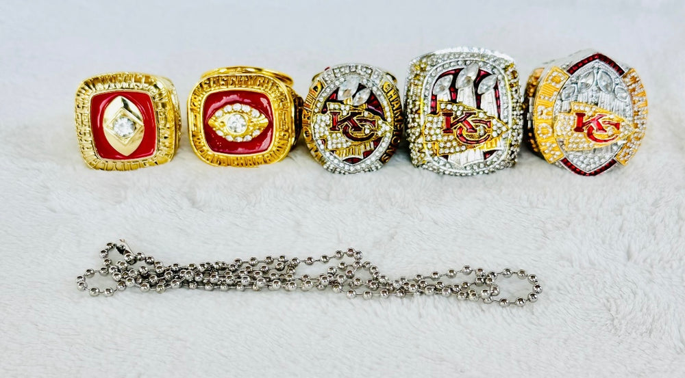 5 PCS Kansas City Chiefs Ultimate Super Bowl Championship Ring SET W Box,  US SHIP