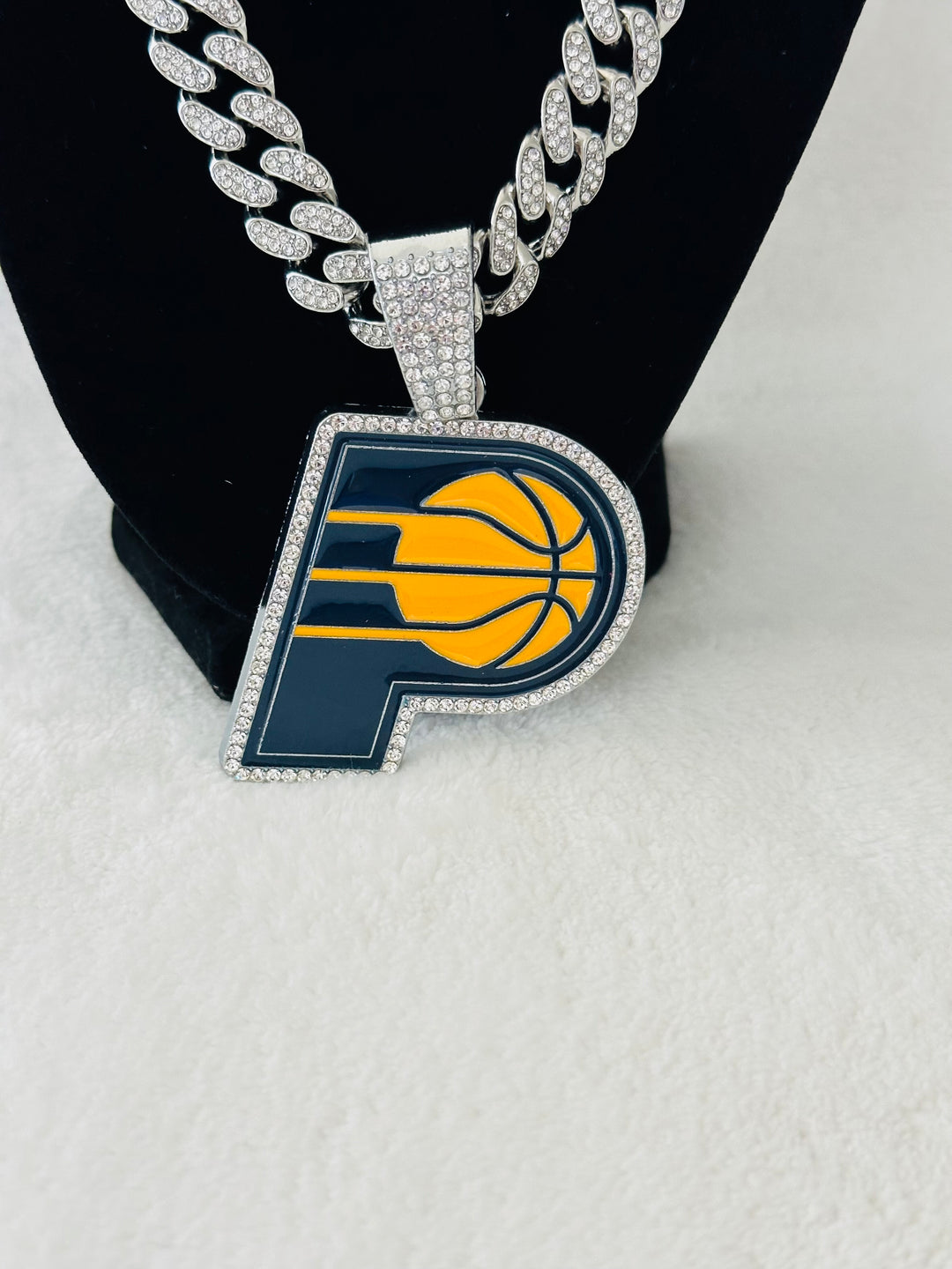 Indiana Pacers Silver Iced Cuban Chain 24”, US SHIP - EB Sports Championship Rings