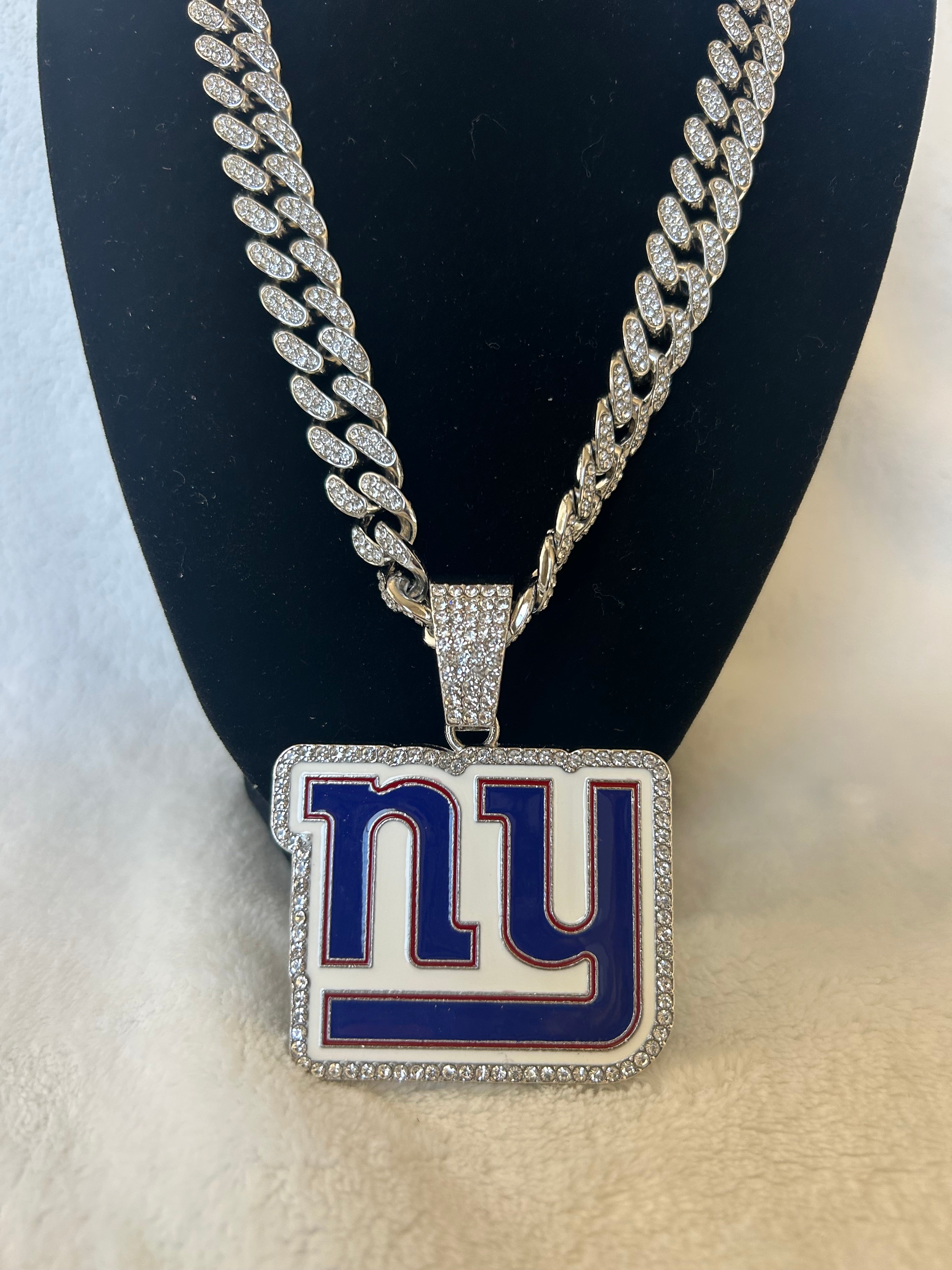 New York Giants Men’s Large Silver Iced Cuban Chain 24”, US SHIP - EB Sports Championship Rings