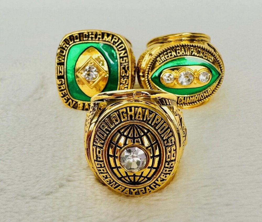 3 Peat Green Bay Packers Championship Ring SET W Box, US SHIP 65/66/67