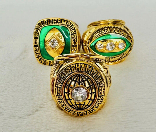 3 Peat Green Bay Packers Championship Ring SET W Box, US SHIP 65/66/67