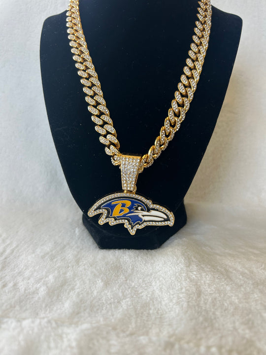 Baltimore Ravens Men’s Large Gold Iced Cuban Chain 24”, US SHIP - EB Sports Championship Rings