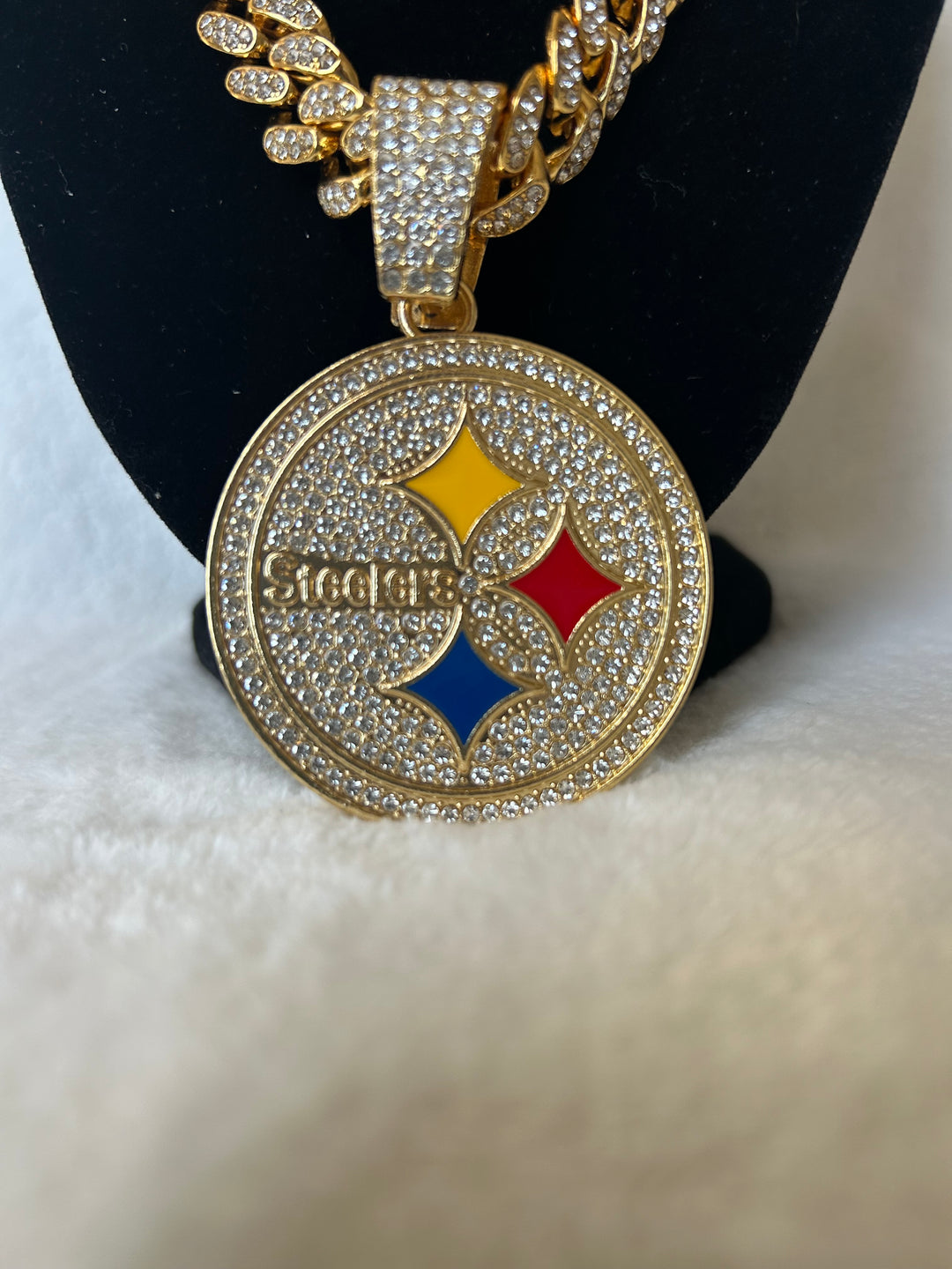 Pittsburgh Steelers Men’s Large Gold Iced Cuban Chain 24” - EB Sports Championship Rings