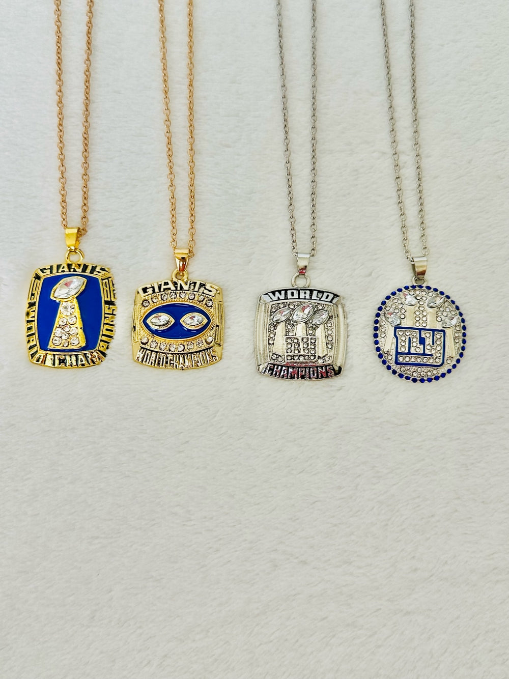 4 PCS New York Giants Super Bowl Ring Complete Pendant Set - EBSports Championship Rings