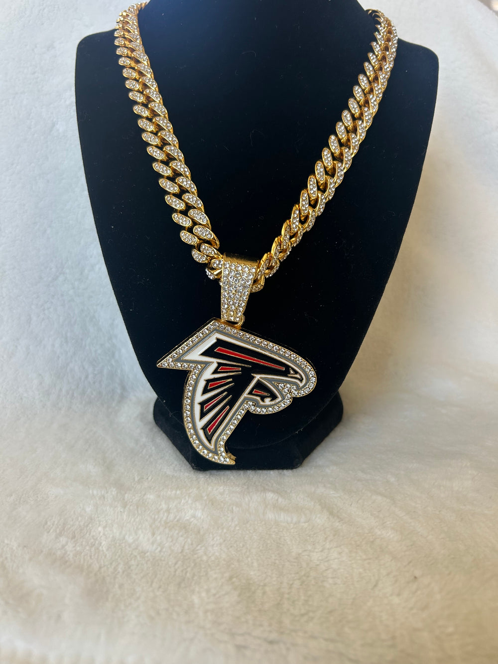 Atlanta Falcons men’s Large Gold Iced Cuban Chain 24”, US SHIP