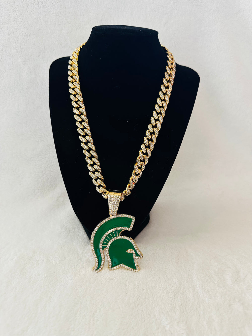 Michigan State Spartans Gold Iced Cuban Chain 24”, US SHIP