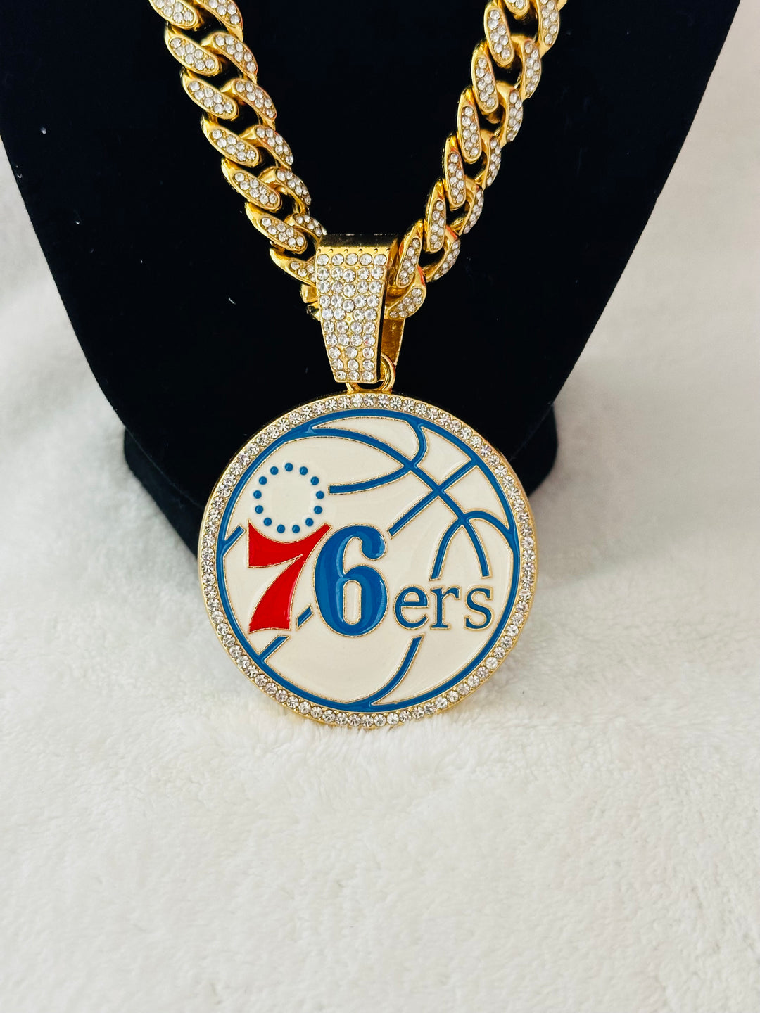 Philadelphia 76ers Large Gold Iced Cuban Chain 20” - EB Sports Championship Rings
