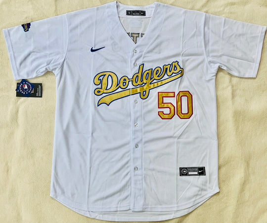 Mookie Betts #50 LA Dodgers Stitched White Jersey, Carry L and XL Faithful