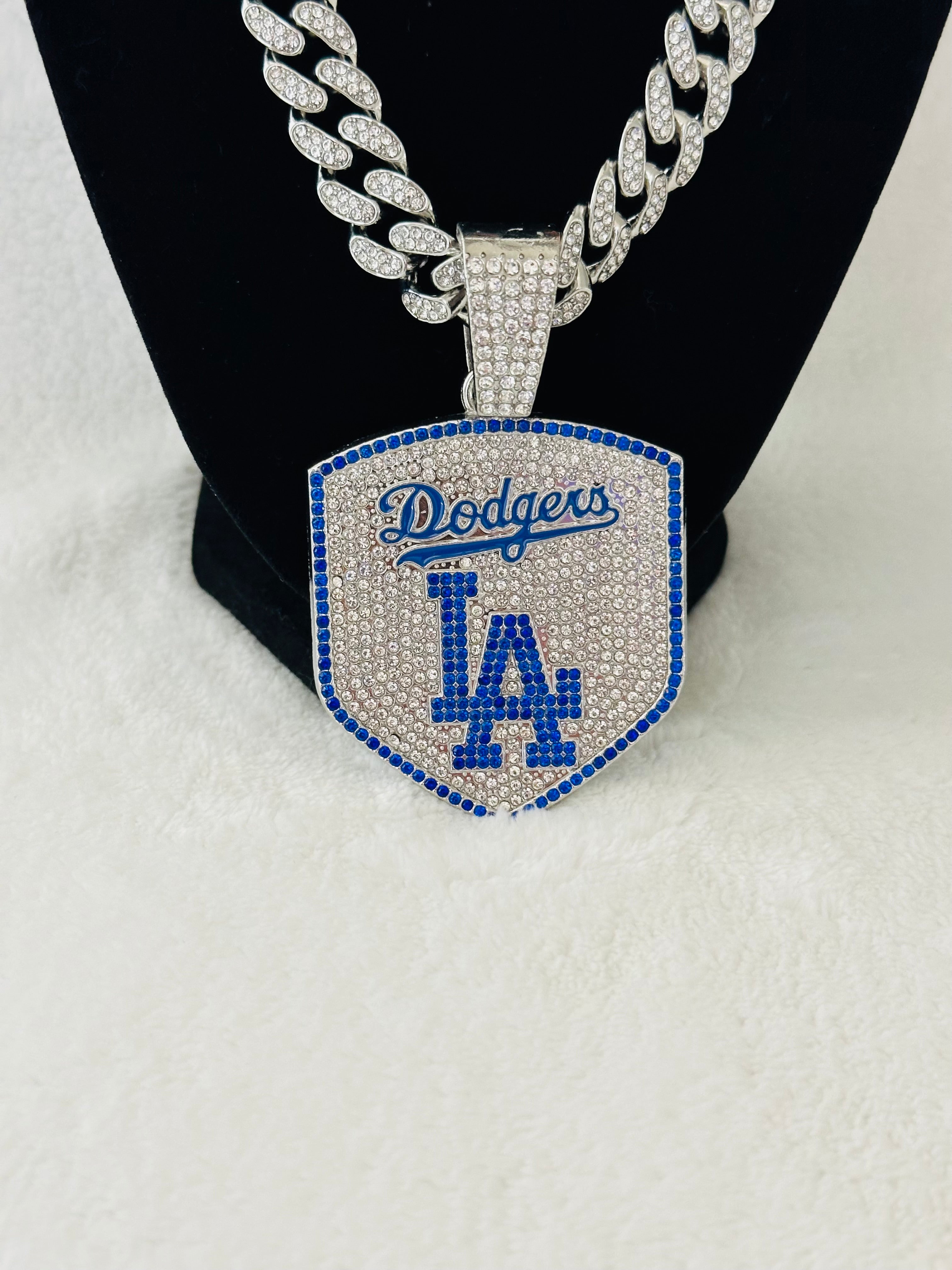 LA Dodgers Silver Iced Cuban Chain 24”, US SHIP - EB Sports Championship Rings