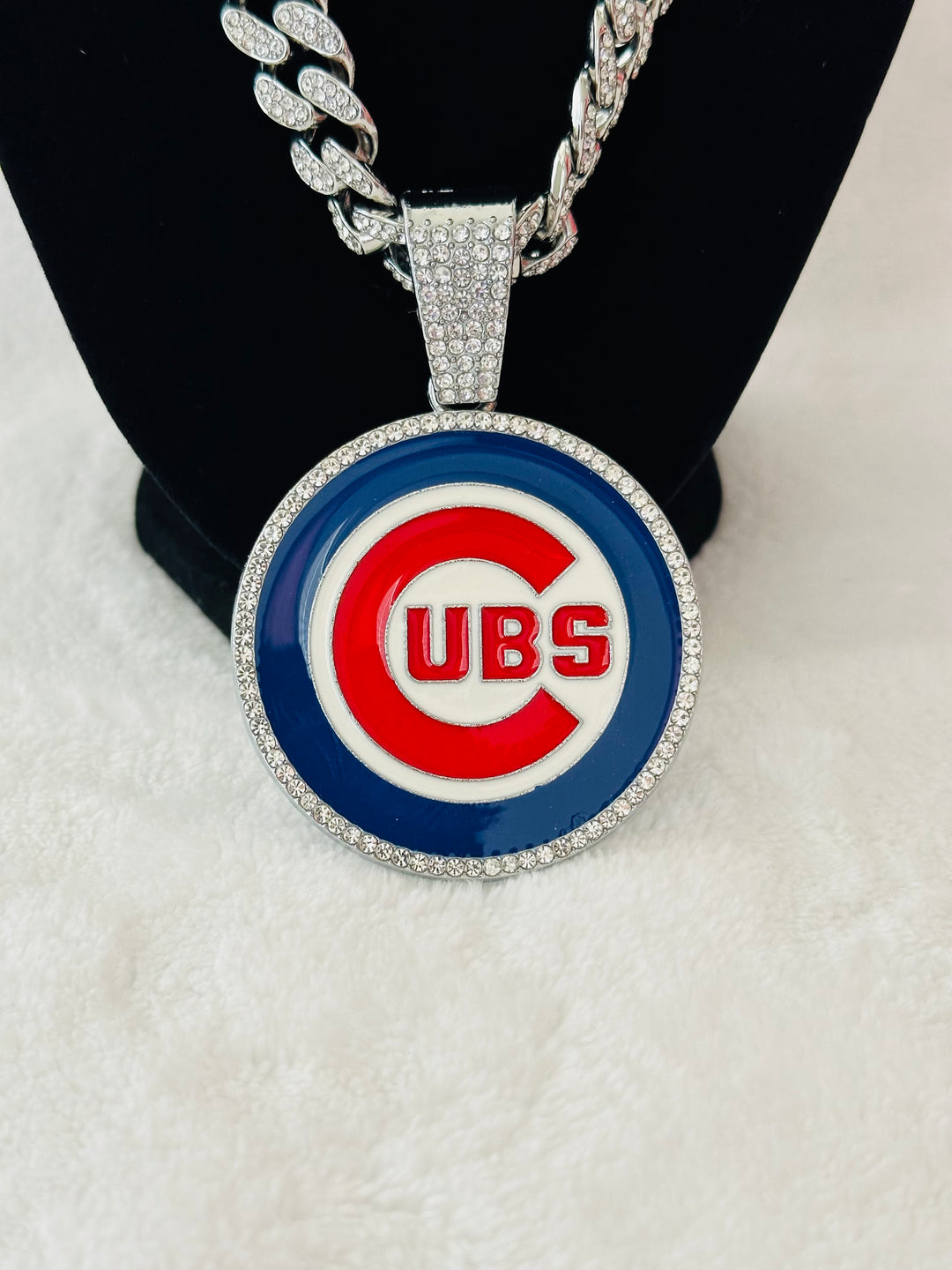Chicago Cubs Large Silver Iced Cuban Chain 20”