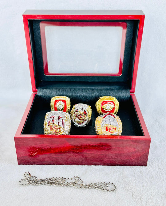 5 PCS Kansas City Chiefs Ultimate Super Bowl Championship Ring SET W Box,  US SHIP