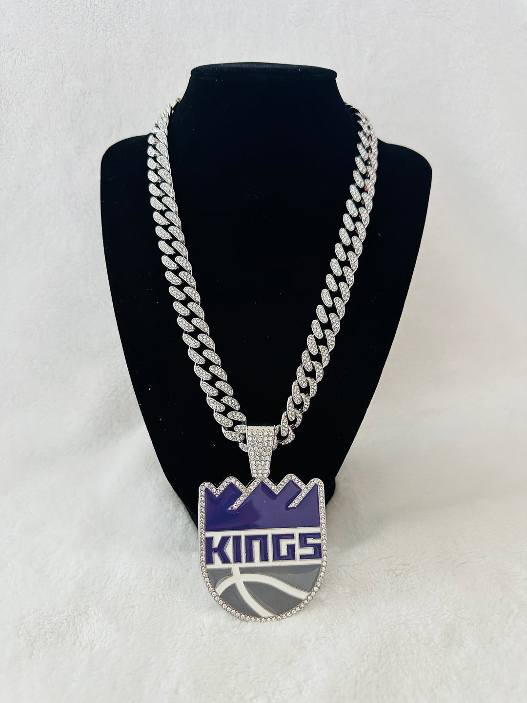 Sacramento Kings Silver Gold Iced Cuban Chain 24, US SHIP - EB Sports Championship Rings