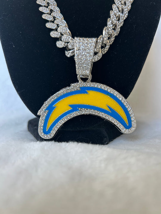 Los Angeles Chargers Men’s Large Silver Iced Cuban Chain 24” - EB Sports Championship Rings