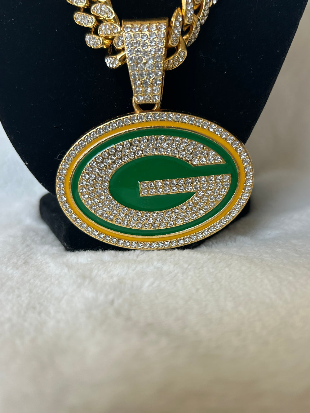Green Bay Men’s Large Gold Iced Cuban Chain 24”, US SHIP - EB Sports Championship Rings
