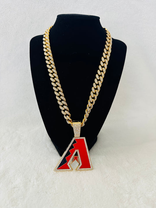 Arizona Diamondbacks Large Gold Iced Cuban Chain 24”, US SHIP - EB Sports Championship Rings