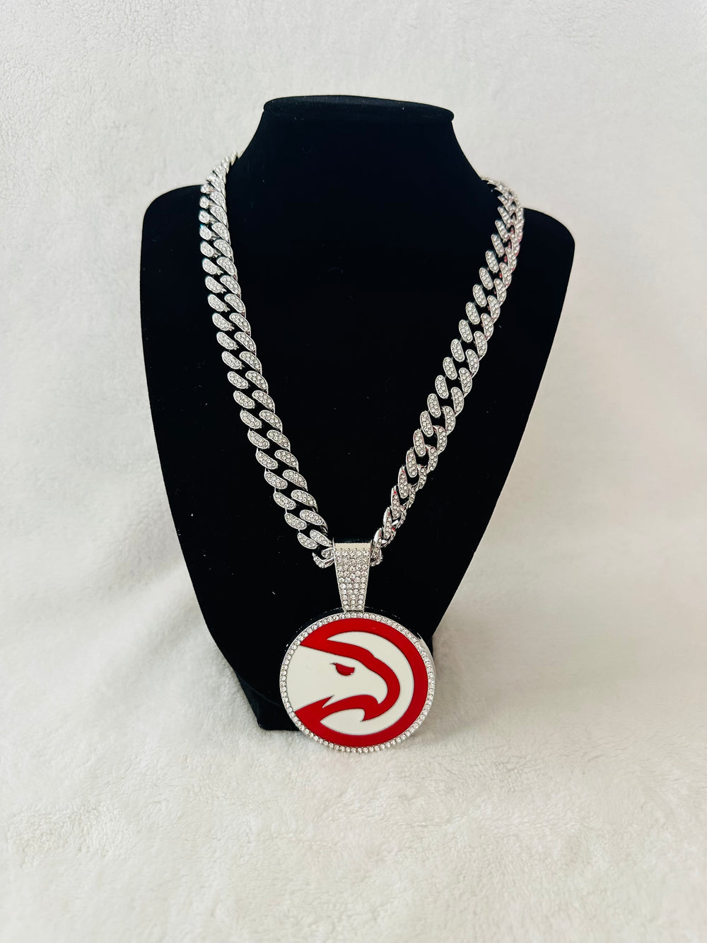 Atlanta Hawks Large Silver Iced Cuban Chain 20” - EB Sports Championship Rings