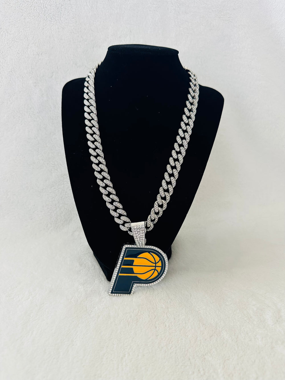 Indiana Pacers Silver Iced Cuban Chain 24”, US SHIP - EB Sports Championship Rings