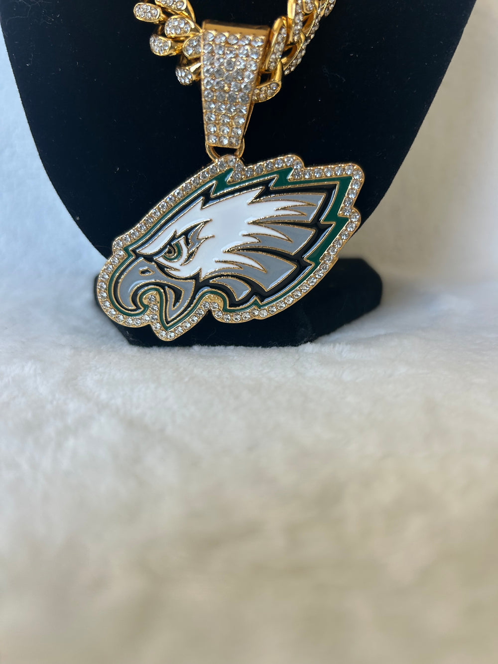 Philadelphia Eagles Men’s Large Gold Iced Cuban Chain 24”, US SHIP