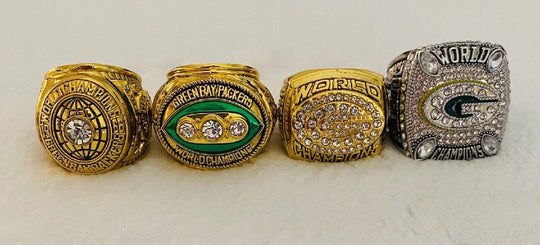 4 PCS Green Bay Packers Super Bowl Ring SET W Case, US SHIP