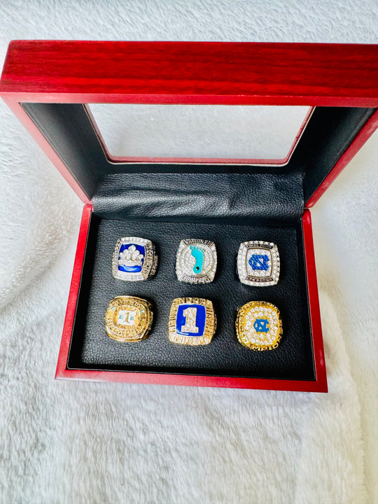 6 PCS North Carolina Tarheels Brass Championship Ring W box, US Ship 1982-2022