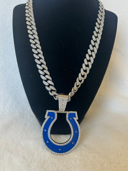 Indianapolis Colts Men’s Large Silver Iced Cuban Chain 24”, US SHIP - EB Sports Championship Rings