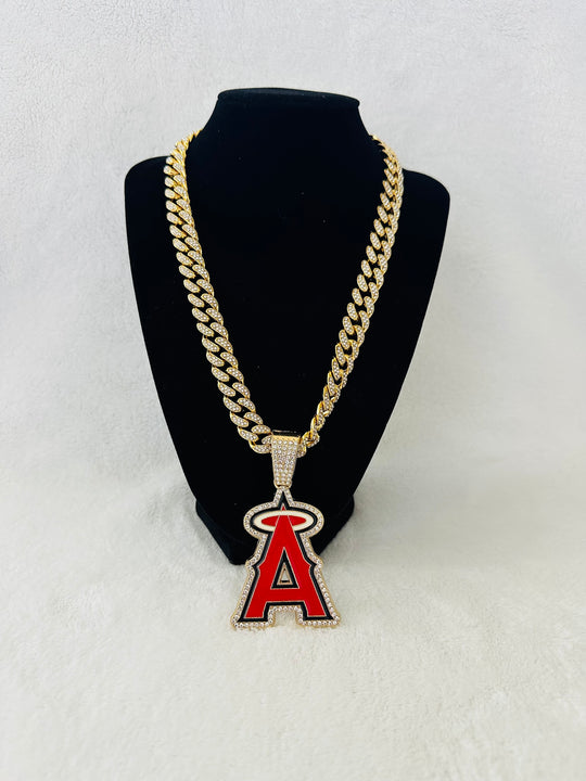 Anaheim Angels Gold Iced Cuban Chain 24”, US SHIP - EB Sports Championship Rings