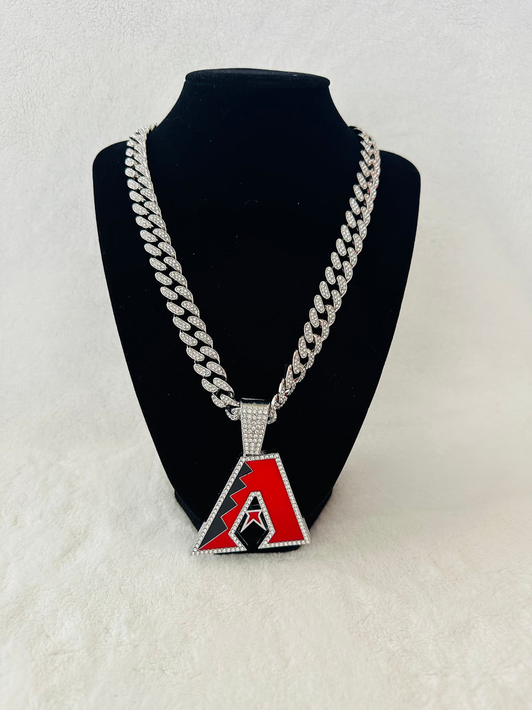 Arizona Diamondbacks Large Silver Iced Cuban Chain 24”, US SHIP - EB Sports Championship Rings