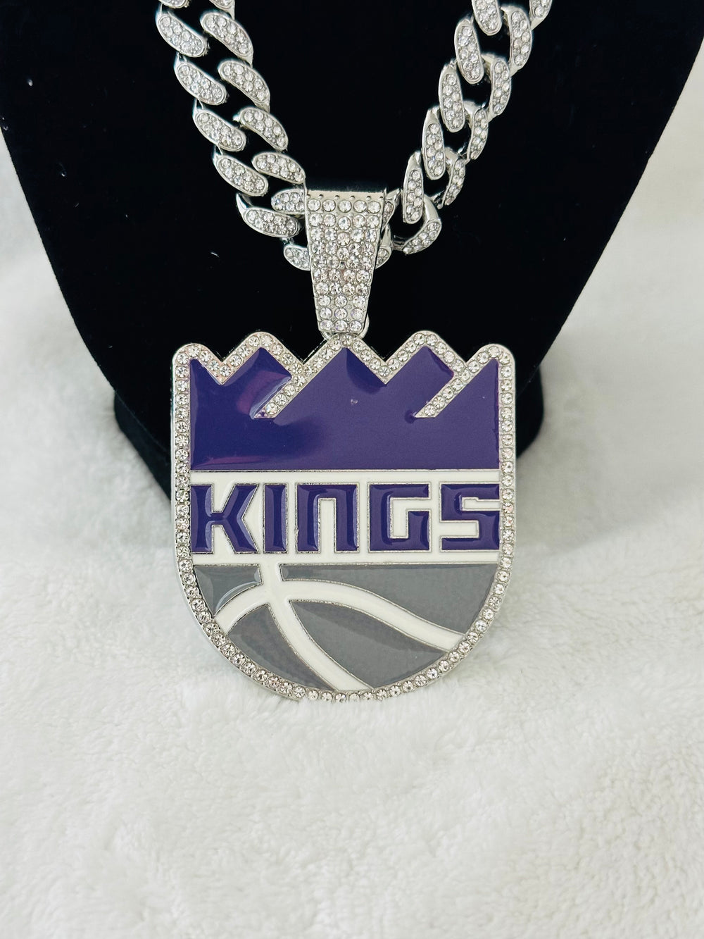 Sacramento Kings Silver Gold Iced Cuban Chain 24, US SHIP - EB Sports Championship Rings