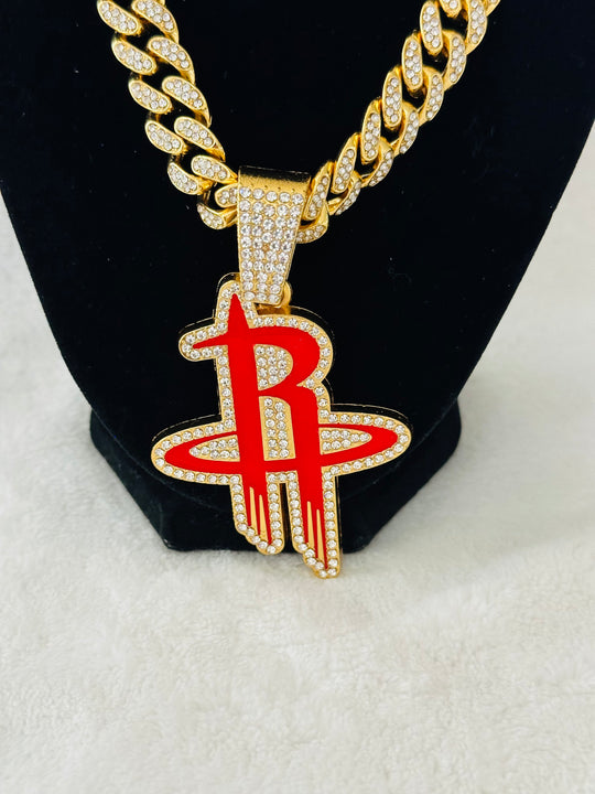 Houston Rockets Gold Iced Cuban Chain 24”, US SHIP