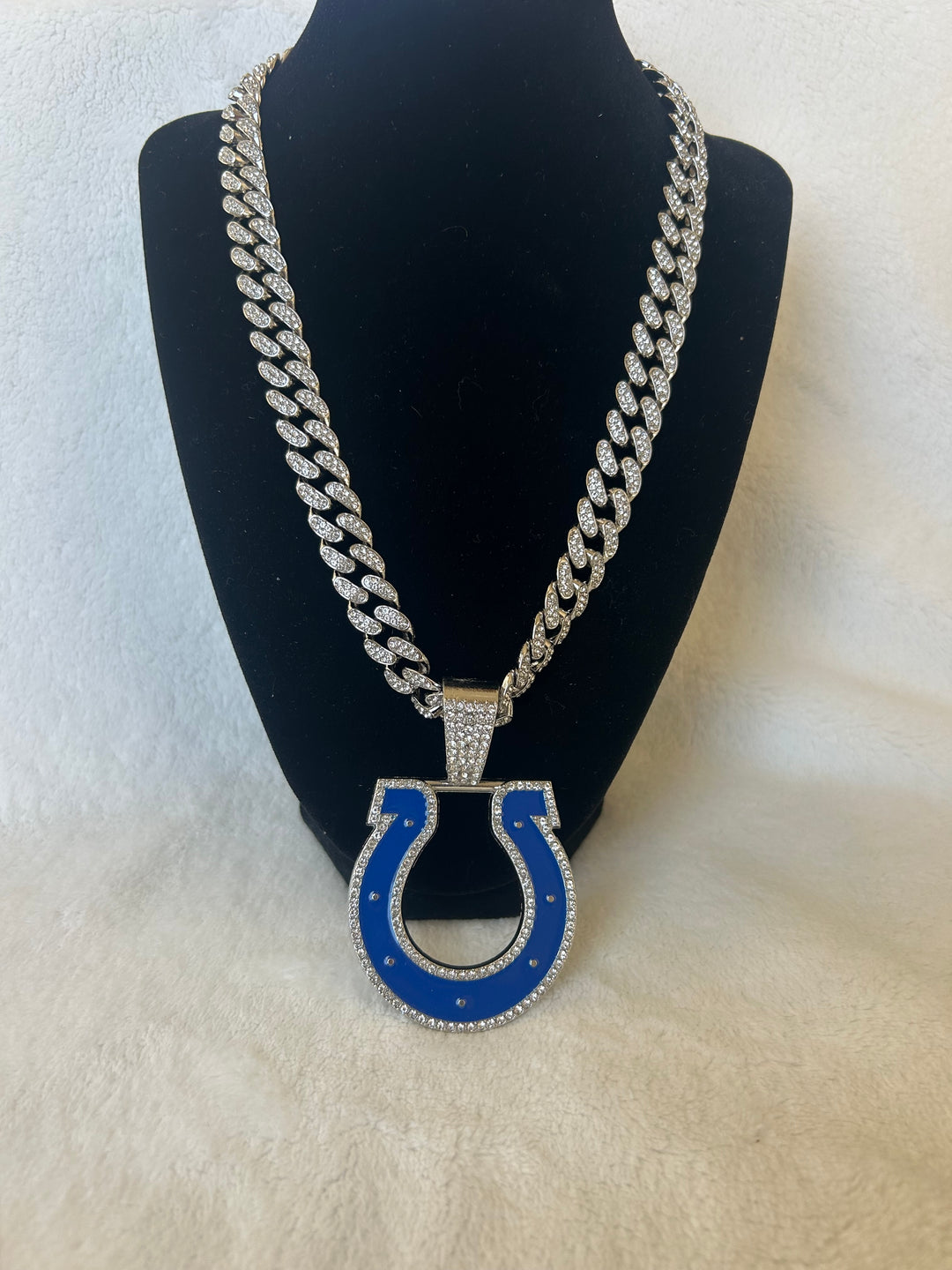 Indianapolis Colts Men’s Large Silver Iced Cuban Chain 24”, US SHIP - EB Sports Championship Rings
