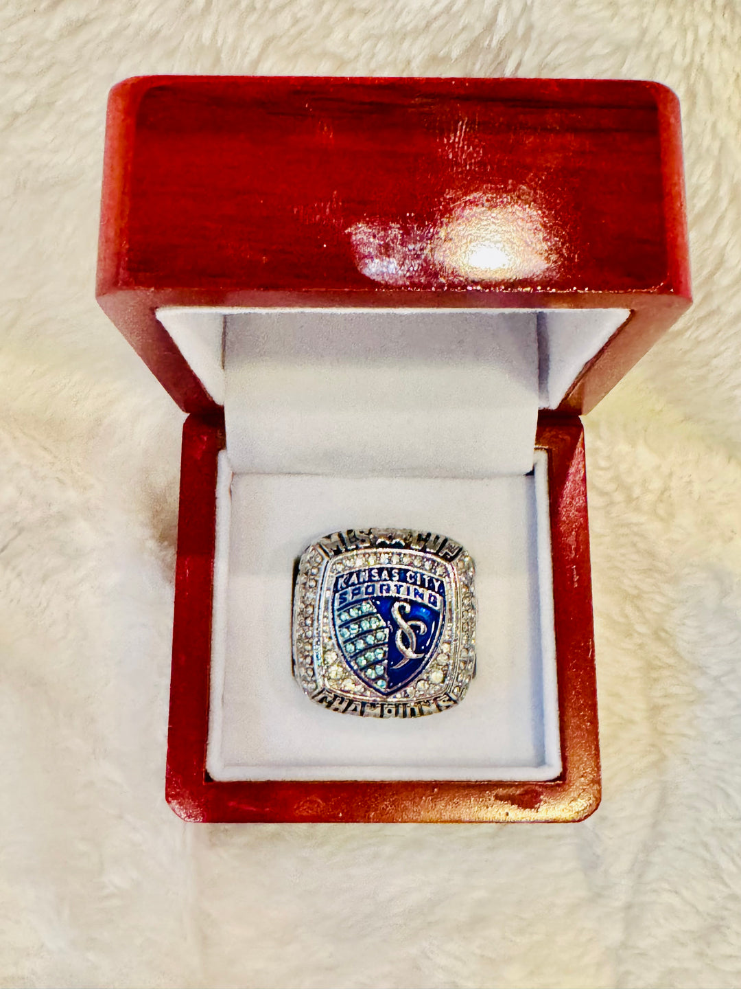 2013 MLS Cup Kansas City Sporting Championship Replica Ring with box, Stadium Giveaway - EB Sports Championship Rings