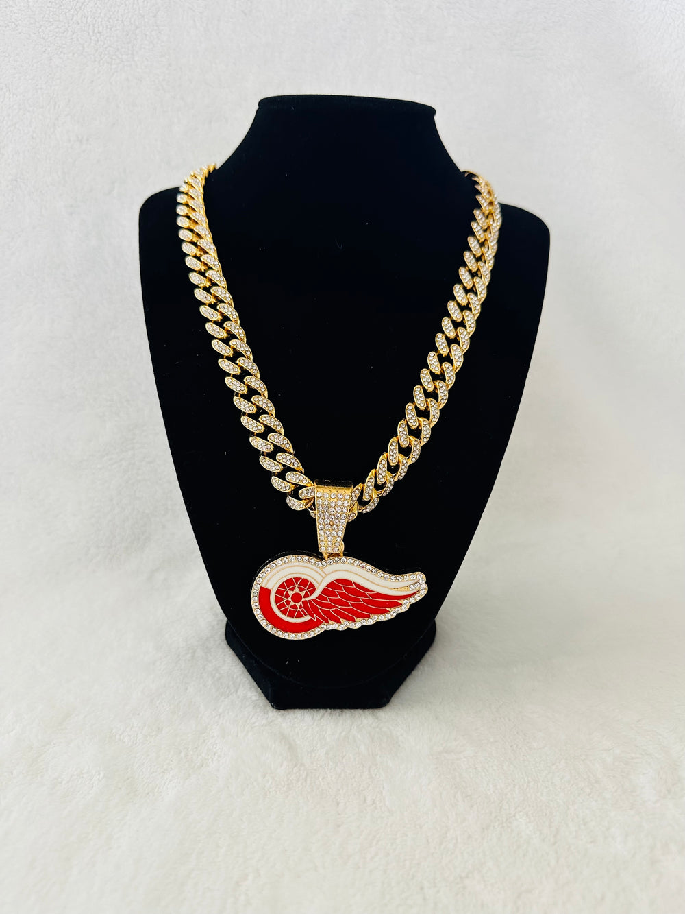 Detroit Red Wings Gold Iced Cuban Chain 24”, US SHIP - EB Sports Championship Rings