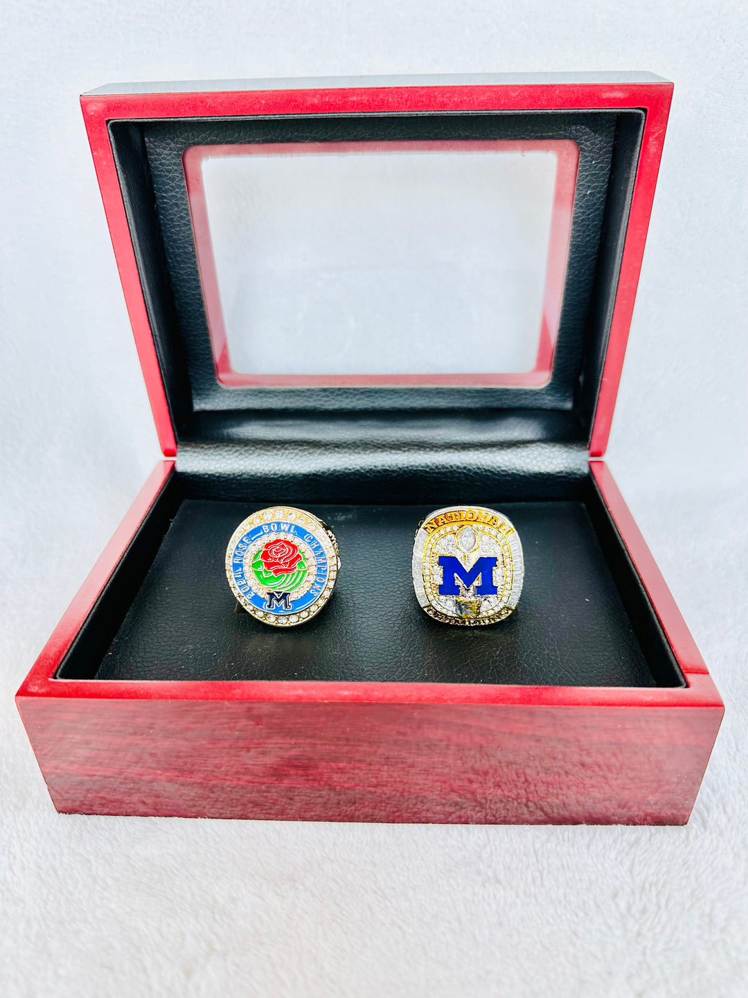 2 PCS 2024 Michigan Wolverines National Championship Ring Set W Box, US SHIP - EB Sports Championship Rings