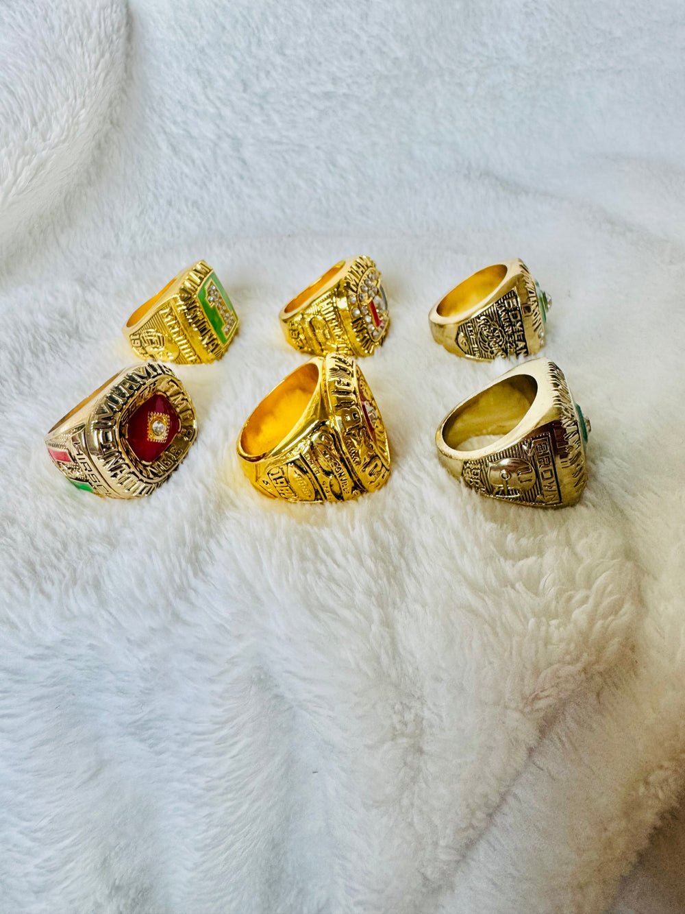 6 PCS Miami Hurricanes NCAA 18k GP Championship Ring Set, US SHIP 1983-2001