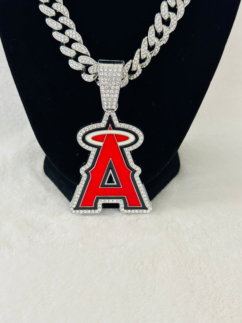 Anaheim Angels Silver Iced Cuban Chain 24”, US SHIP