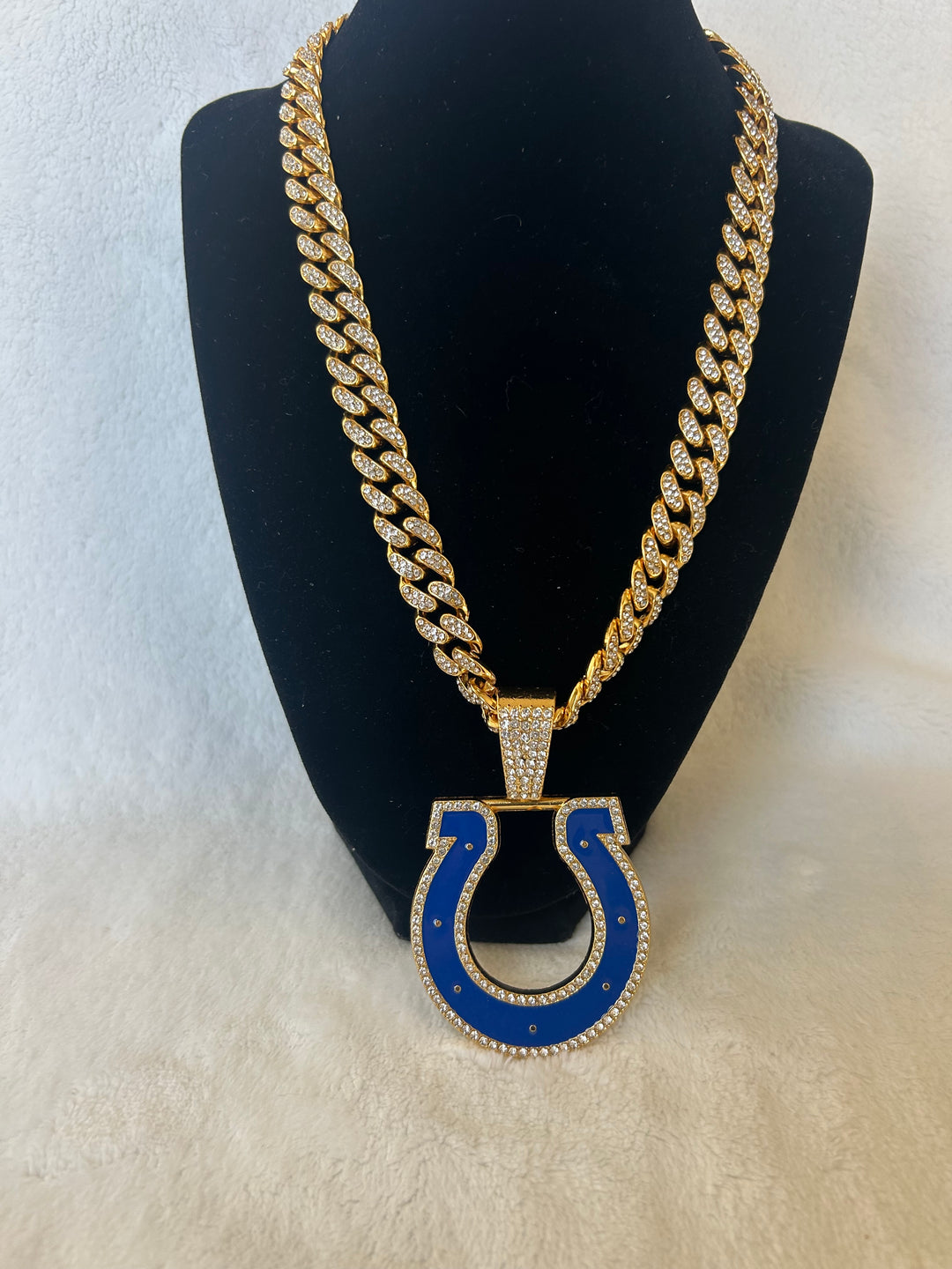 Indianapolis Colts Men’s Large Gold Iced Cuban Chain 24”, US SHIP - EB Sports Championship Rings