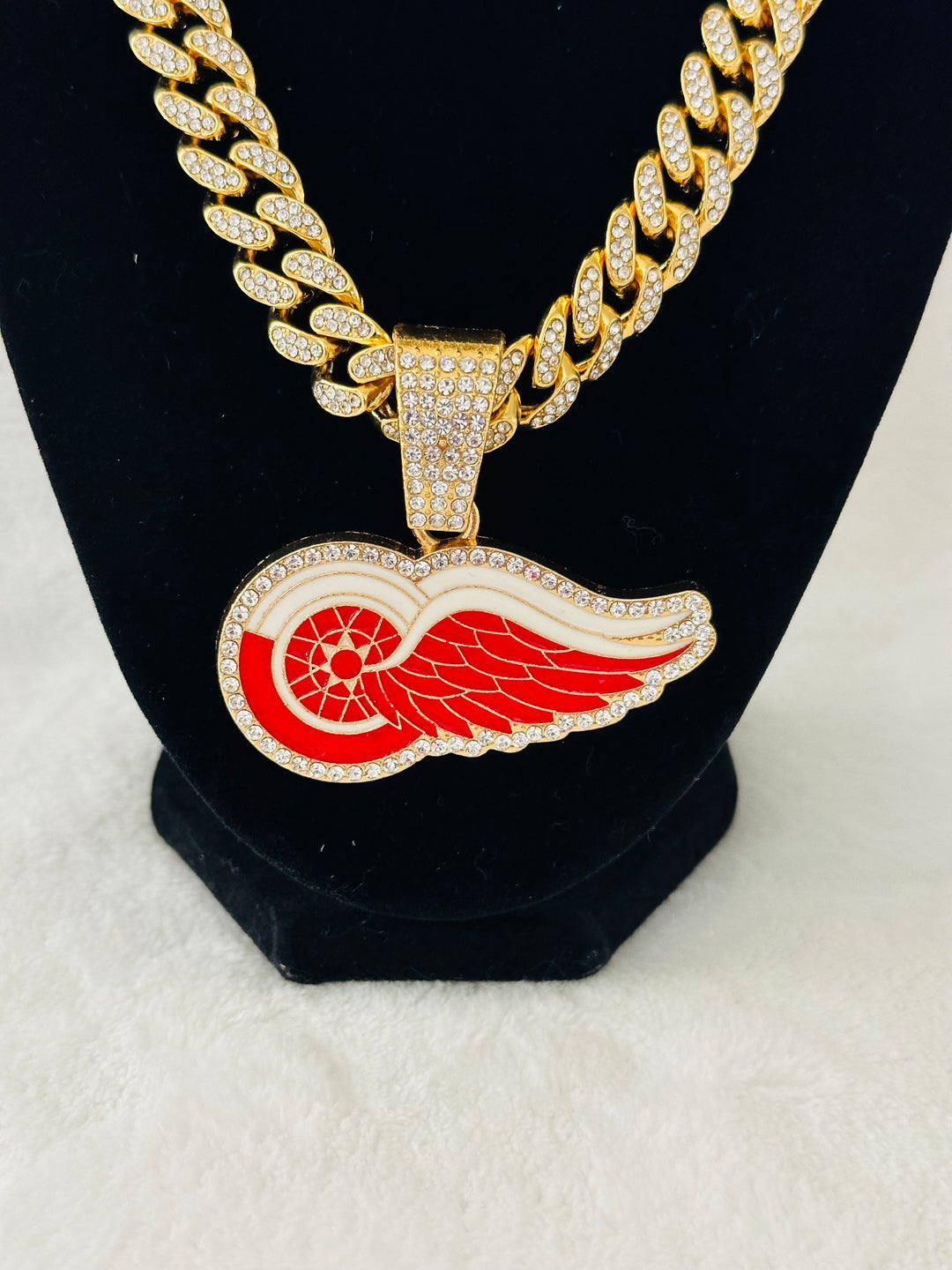 Detroit Red Wings Gold Iced Cuban Chain 24”, US SHIP - EB Sports Championship Rings