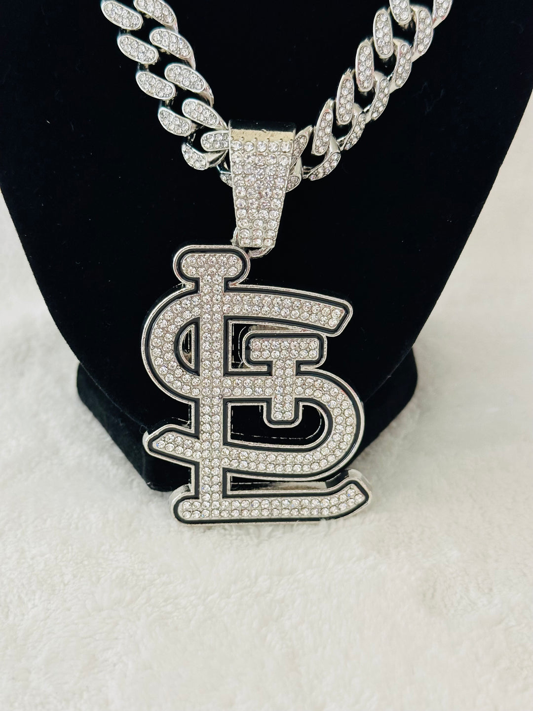 St Louis Cardinals Silver Iced Cuban Chain 24”, US SHIP - EB Sports Championship Rings