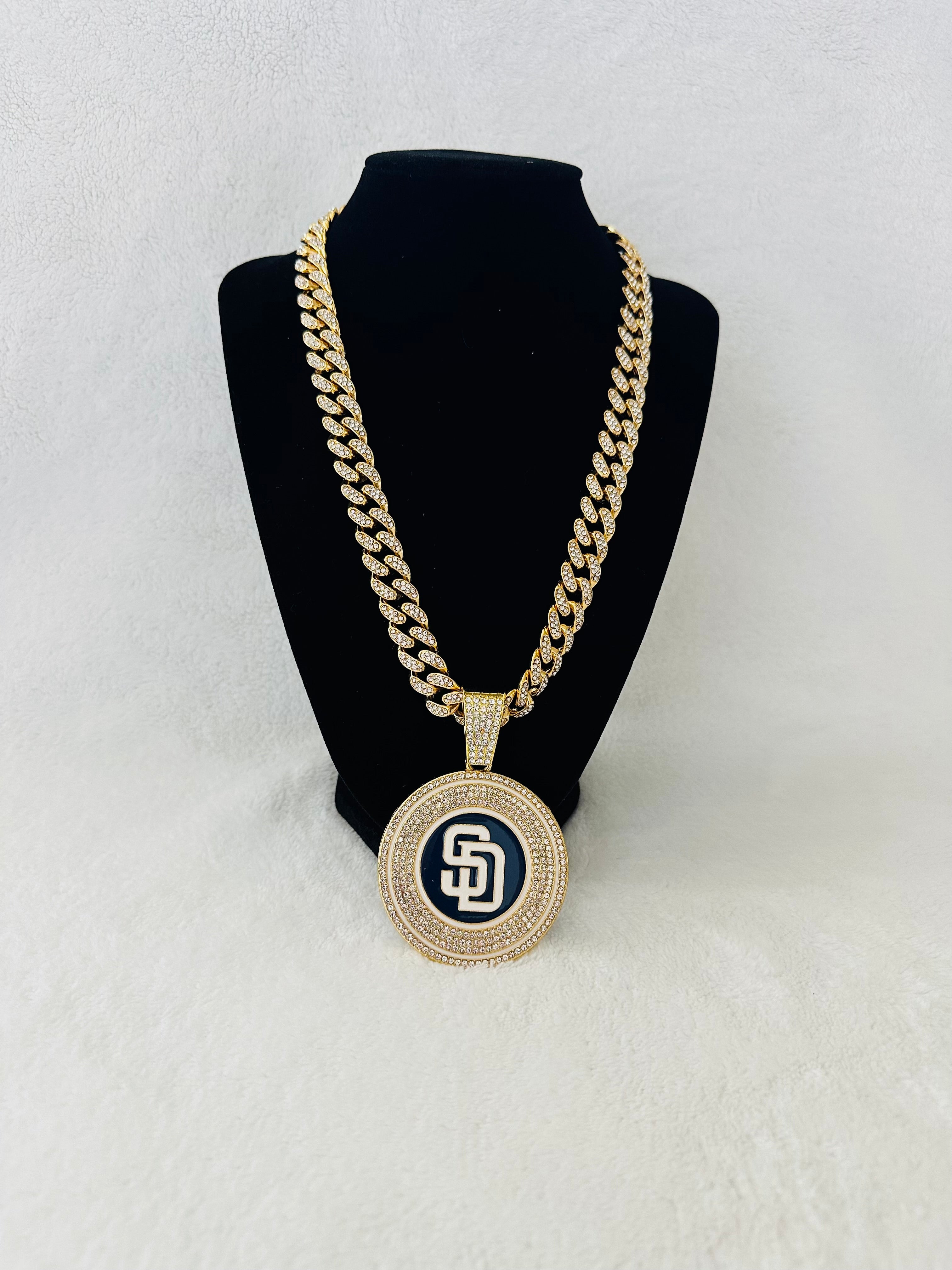 San Diego Padres Gold Iced Cuban Chain 24”, US SHIP - EB Sports Championship Rings