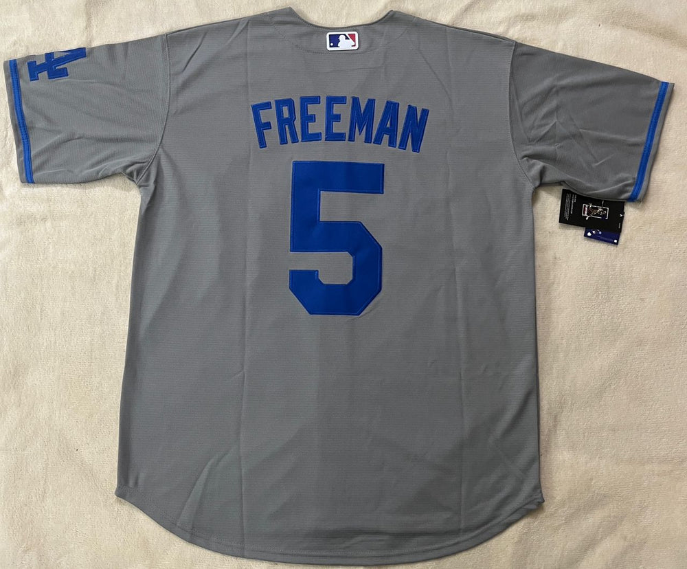 Freddie Feeman #5 LA Dodgers Stitched Grey Jersey, Carry L and XL Faithful