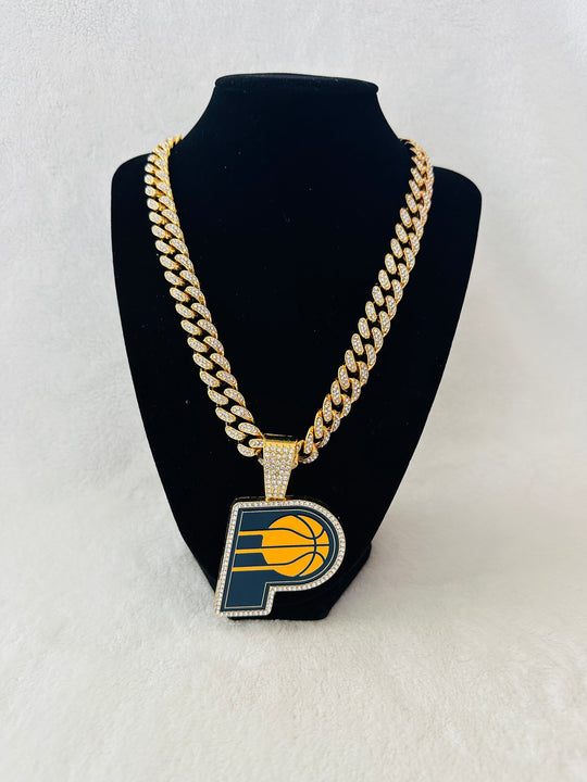 Indiana Pacers Gold Iced Cuban Chain 24”, US SHIP - EB Sports Championship Rings