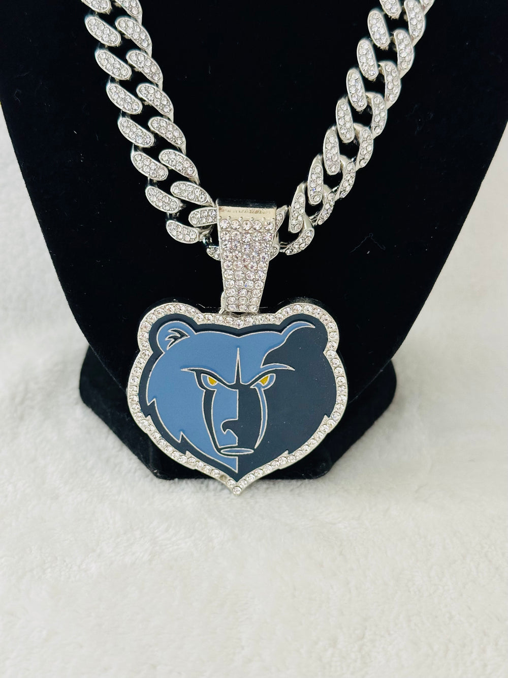 Memphis Grizzlies Silver Iced Cuban Chain 24”, US SHIP - EB Sports Championship Rings