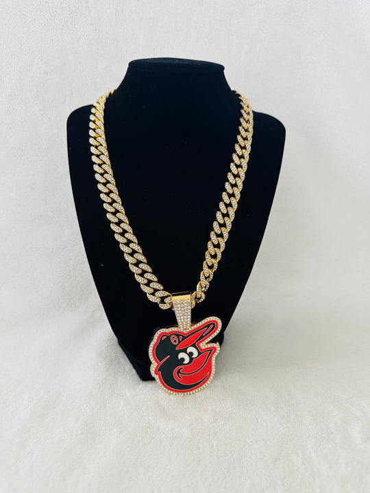 Baltimore Orioles Gold Iced Cuban Chain 24”, US SHIP - EB Sports Championship Rings