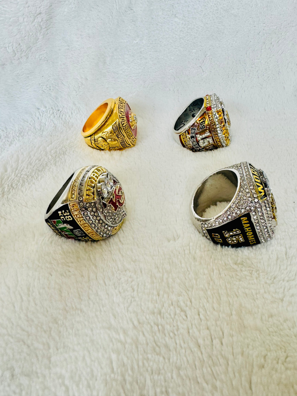 4 PCS Kansas City Chiefs Super Bowl Ring Set, Mahomes, US SHIP 1969, 2019, 2023, 2024 - EB Sports Championship Rings